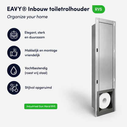 Inbouw toilet rolhouder Gun Metal RVS