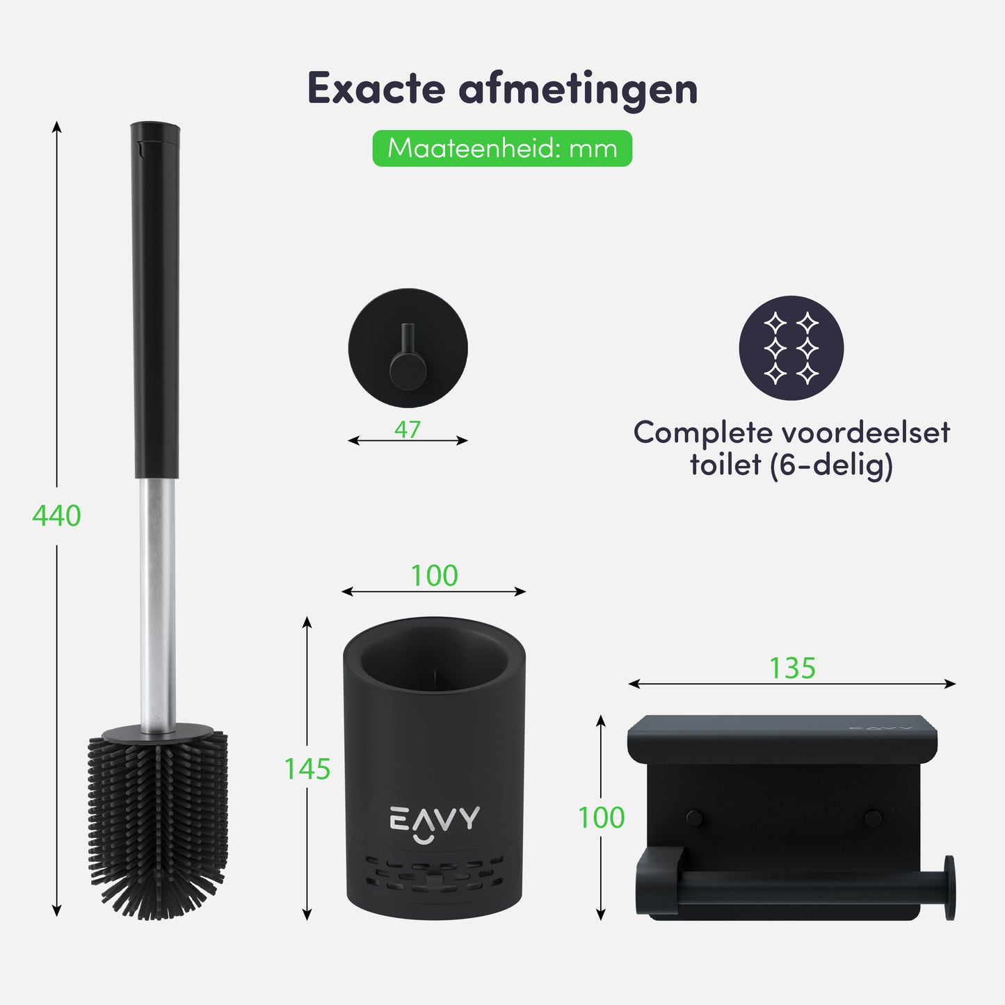 EAVY WC Rolhouder & Toiletborstel & handdoekhaakjes (VOORDEEL BUNDEL)
