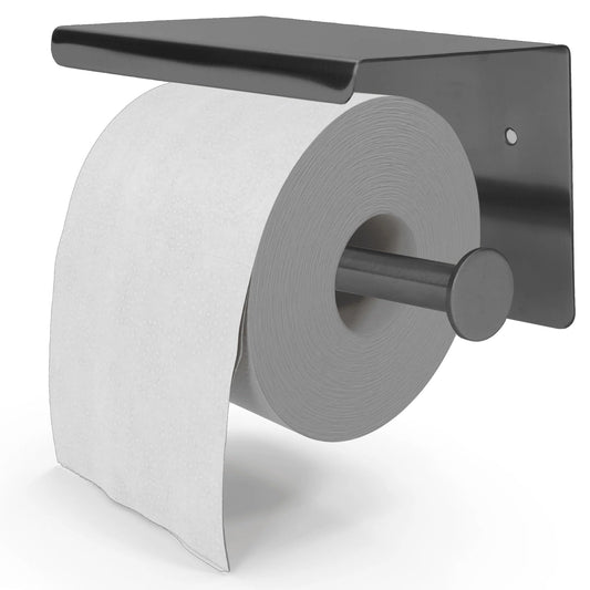 EAVY WC Rolhouder met Plankje - Zelfklevend of Boren - Gunmetal
