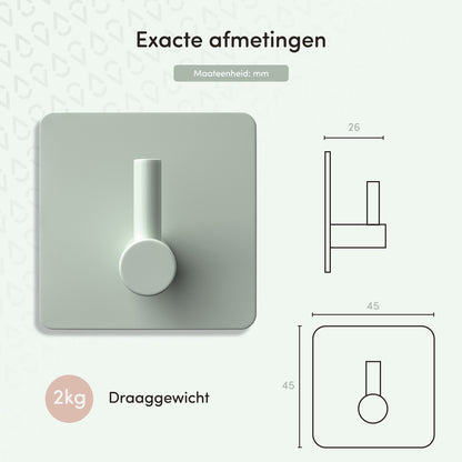 EAVY - Kinderkapstok - Zelfklevende handdoekhaakjes - Pastel Kleuren - Vierkant - RVS - 4 stuks