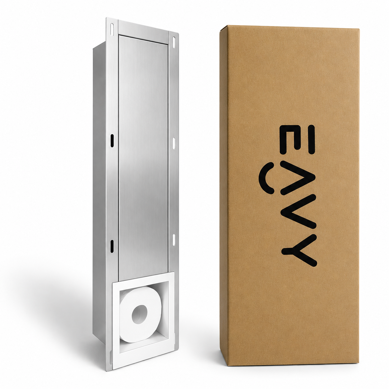 EAVY Inbouw toilet rolhouder Wit RVS, productfoto 4