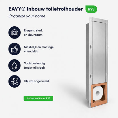 Inbouw toilet rolhouder Koper RVS