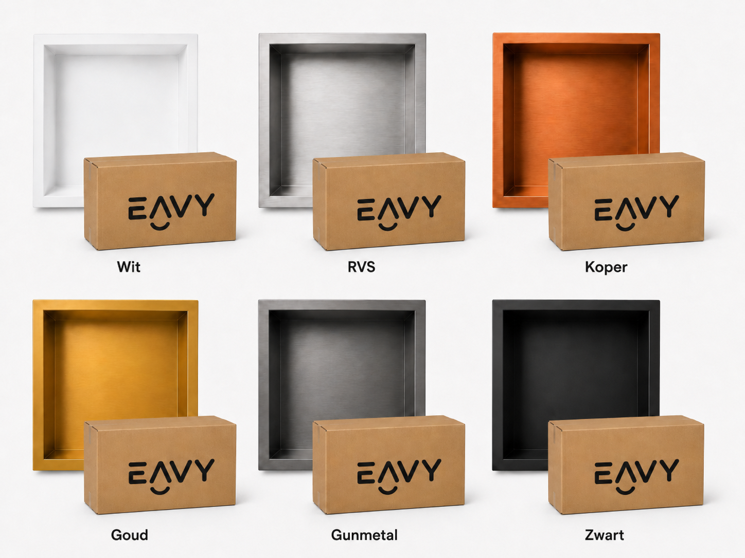 EAVY Inbouwnis Badkamer Gunmetal, 30×30×10 cm, RVS, productfoto 4