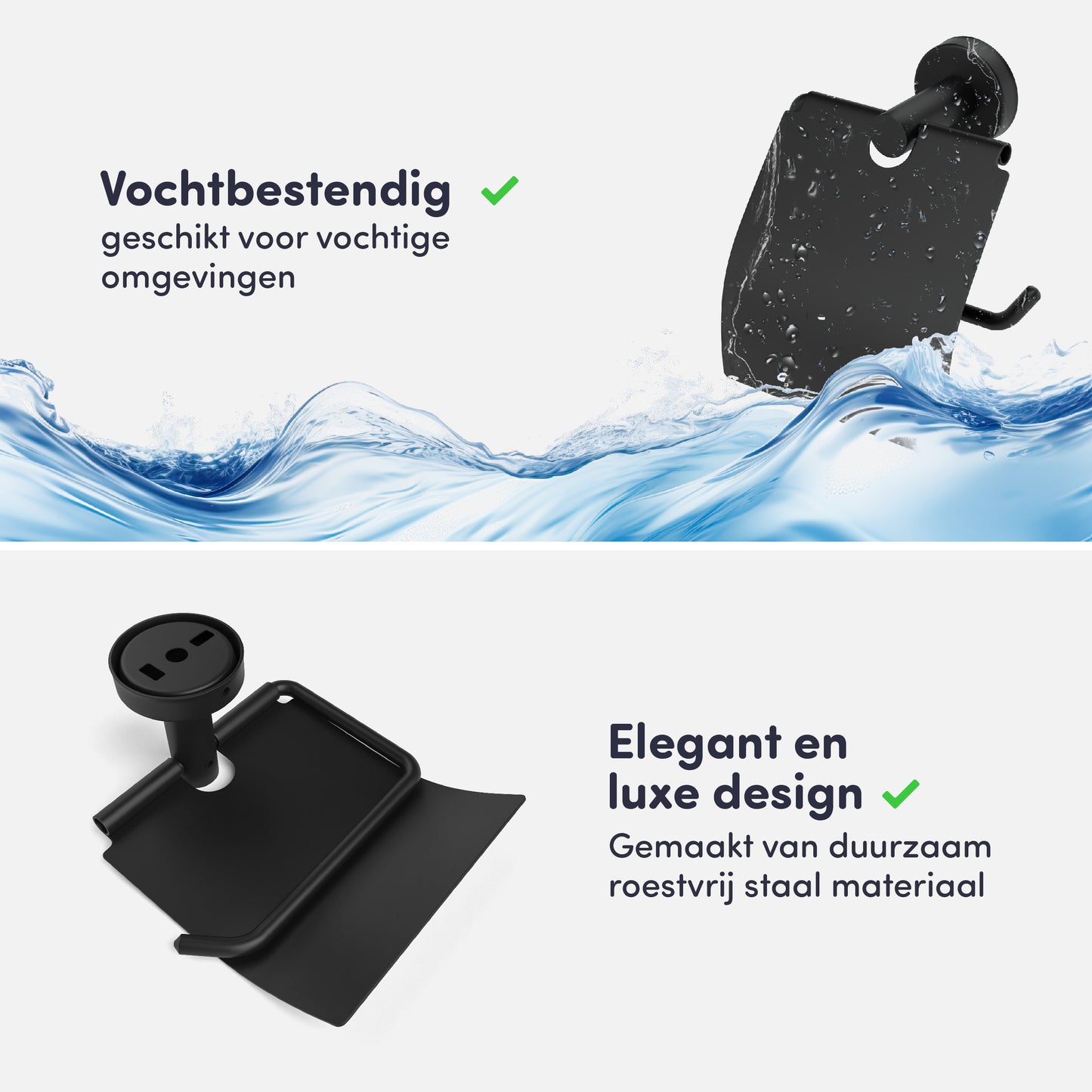 EAVY - Toiletrolhouder Zwart Rond met Klep - Schroef
