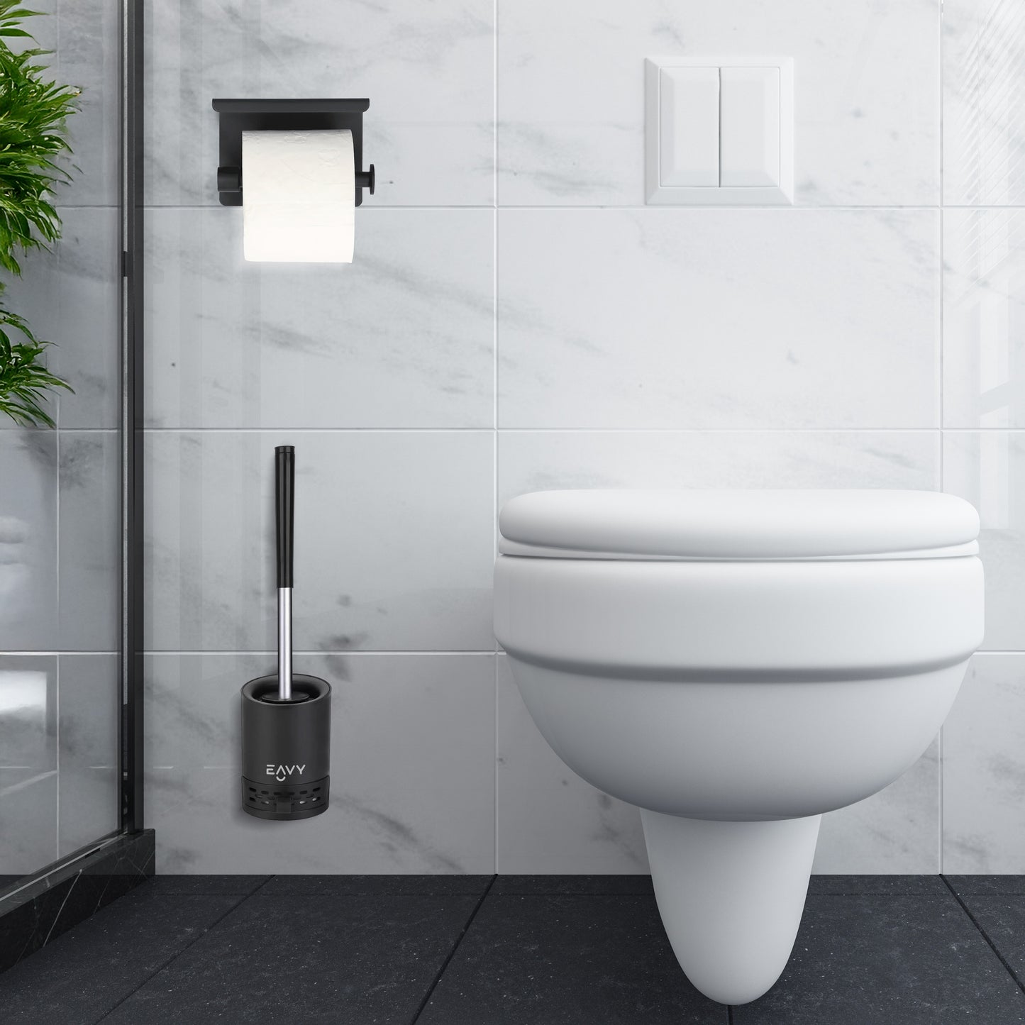 EAVY WC Rolhouder met Plankje & Toiletborstel (BUNDEL)