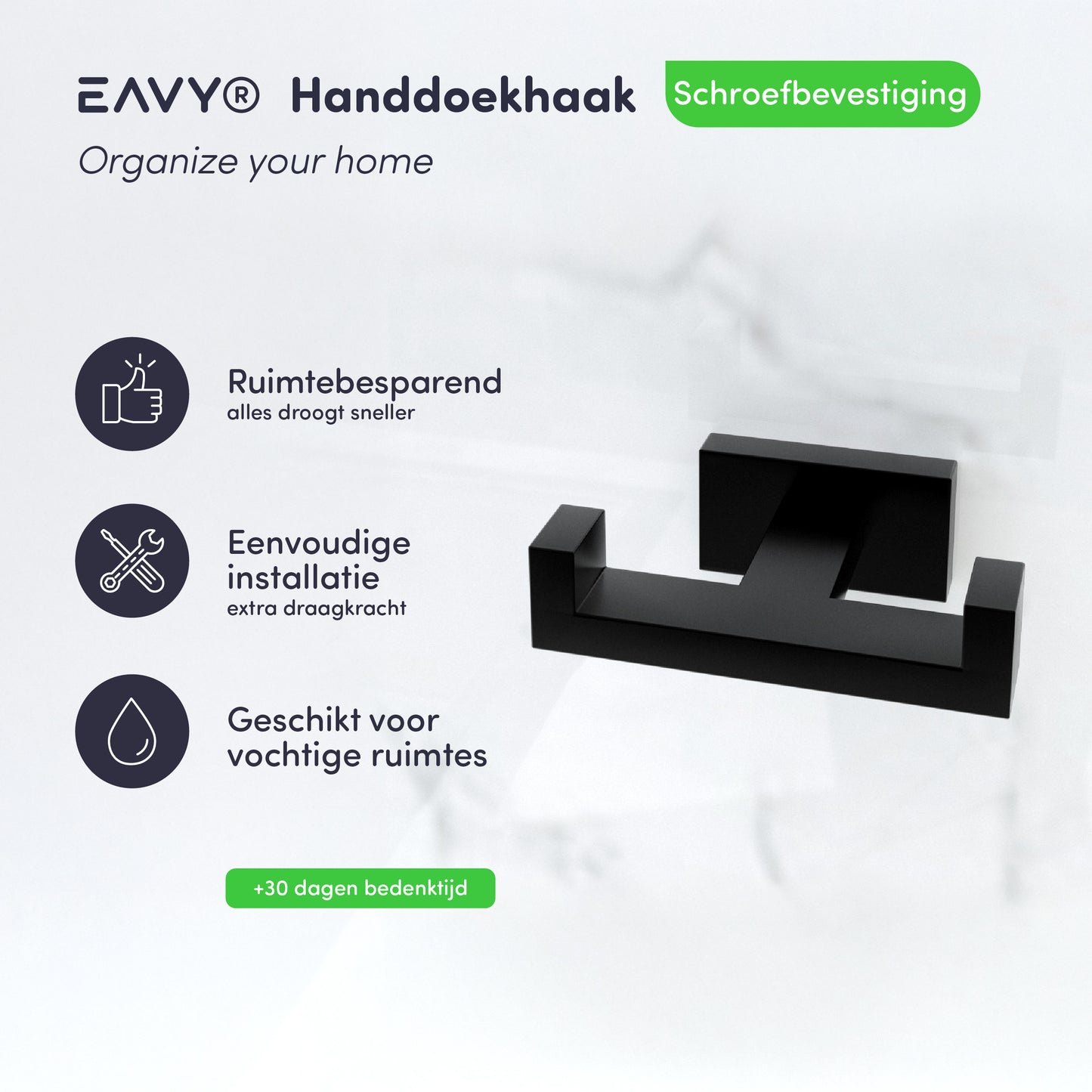 EAVY - Handdoekhaak (1 stuks) - Schroef
