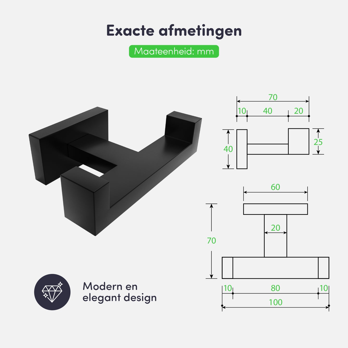EAVY - Handdoekhaak (1 stuks) - Schroef