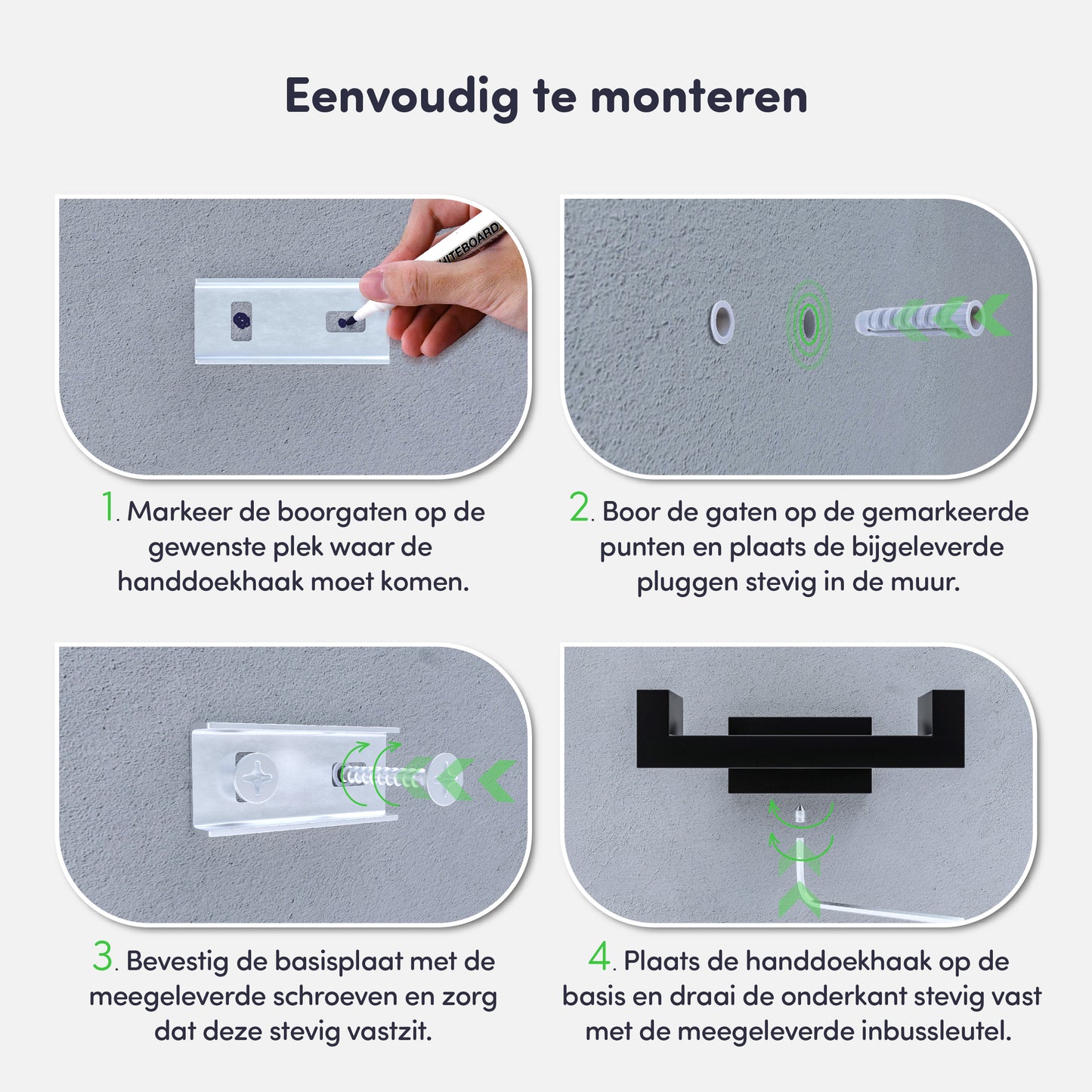EAVY - Handdoekhaak (1 stuks) - Schroef