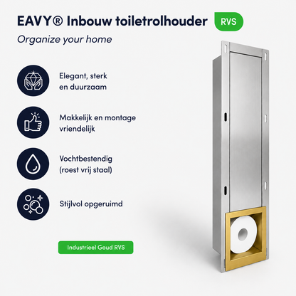 Inbouw toilet rolhouder Goud RVS