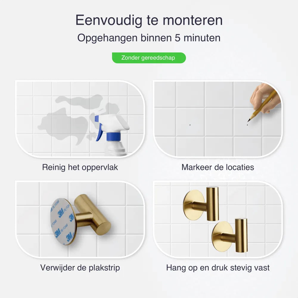 Handdoekhaakjes zonder boren