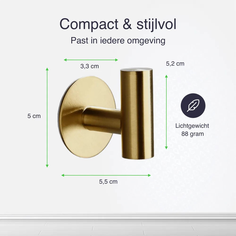 Afmetingen handdoekhaakjes zelfklevend goud