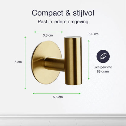 Afmetingen handdoekhaakjes zelfklevend goud