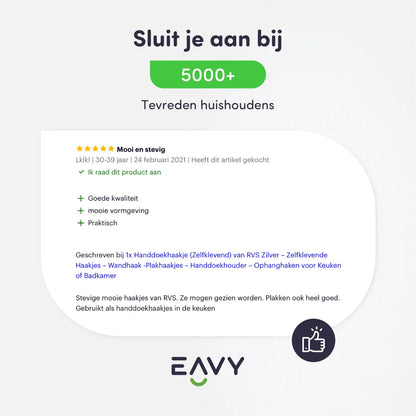 EAVY Douchehaak RVS - Universele Douchecabine Haak - Douchewand Haak - Douchehanger - Eavy.nl