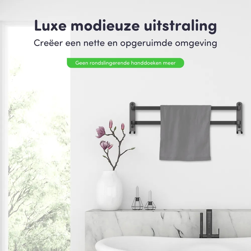 EAVY Handdoekrek - Handdoekhouders - Badkamer - 2 Handdoeken - Handdoekstang - Zwart - Eavy.nl