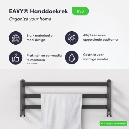 EAVY Handdoekrek Badkamer - Handdoekrekken - Handdoekhouder - Handdoekstang - Eavy.nl