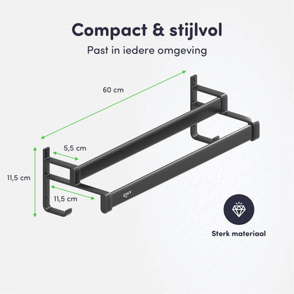 EAVY Handdoekrek Zwart 60 cm breed - EAVY.NL