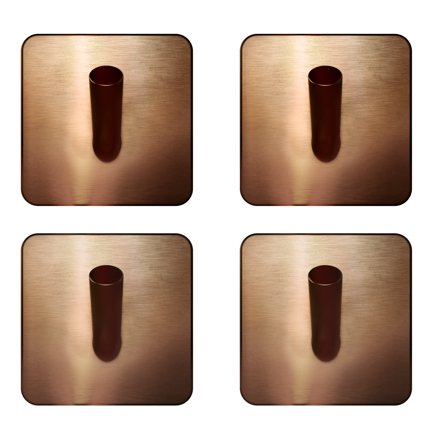 EAVY - Set van 4 Zelfklevende handdoekhaakjes RVS - Geborsteld Koper