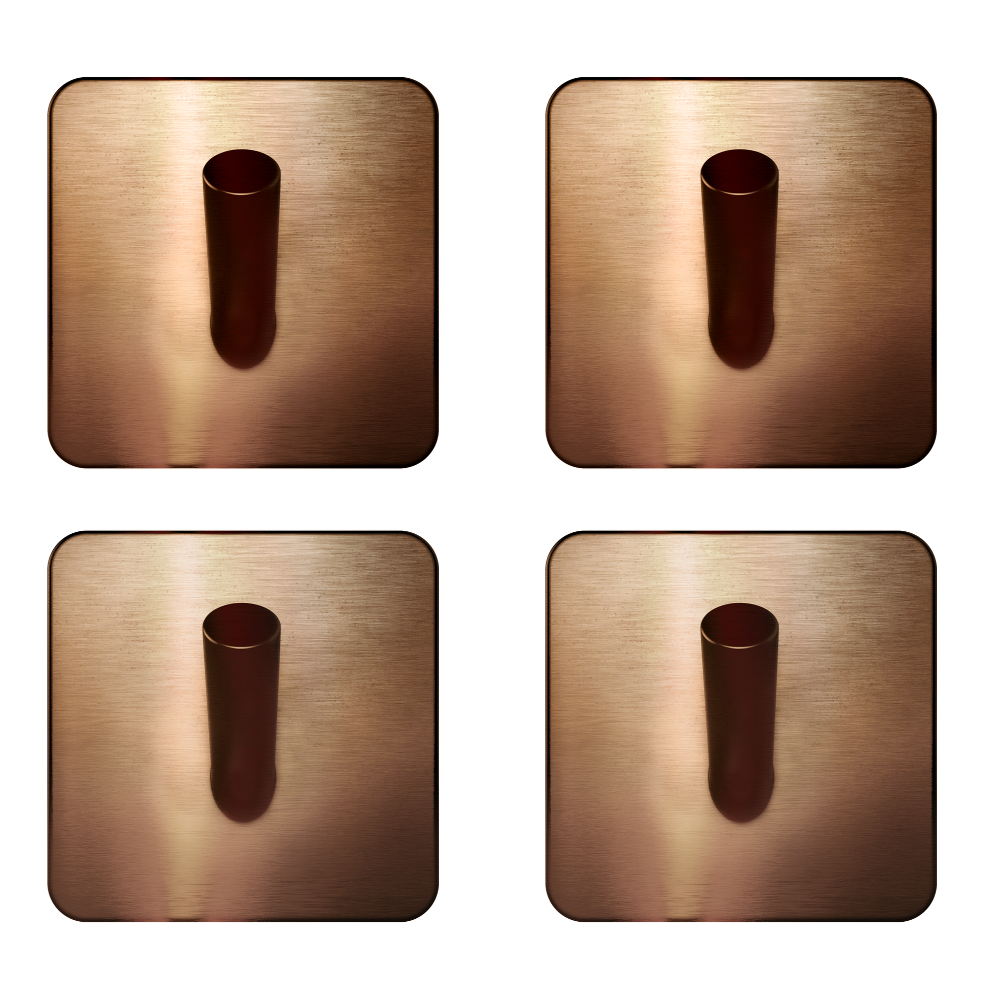 EAVY - Set van 4 Zelfklevende handdoekhaakjes RVS - Geborsteld Koper