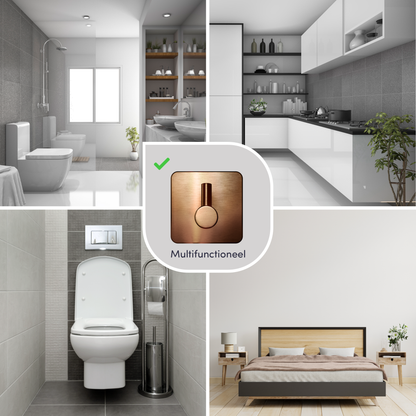 EAVY - Set van 4 Zelfklevende handdoekhaakjes RVS - Geborsteld Koper