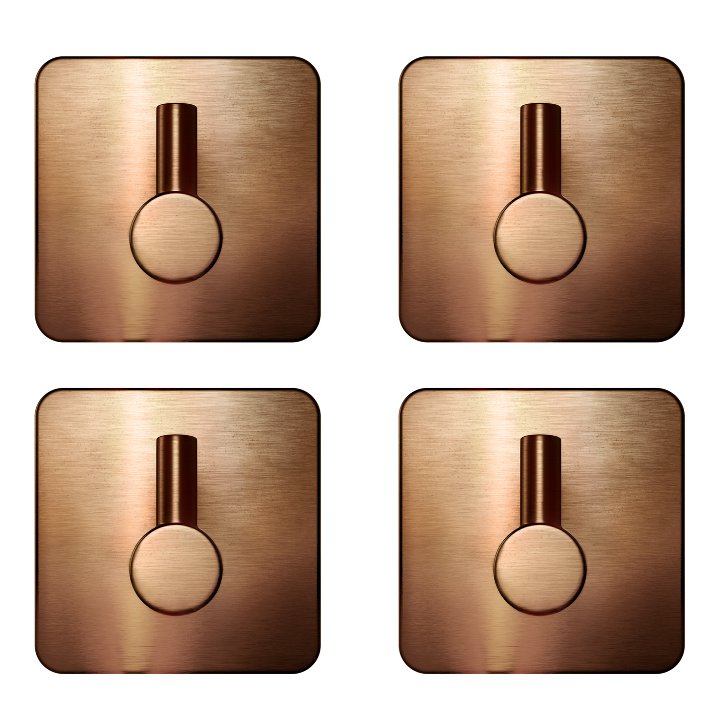 EAVY - Set van 4 Zelfklevende handdoekhaakjes RVS - Geborsteld Koper