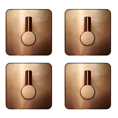 Set van 4 Zelfklevende handdoekhaakjes RVS geborsteld koper, zelfklevend, zonder boren, vooraanzicht