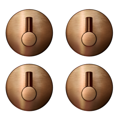 Set van 4 Zelfklevende handdoekhaakjes RVS geborsteld koper, zelfklevend, zonder boren, vooraanzicht