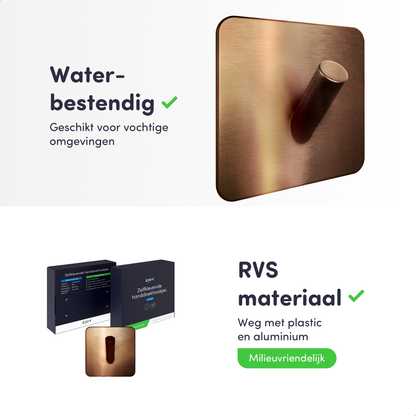 EAVY - Set van 4 Zelfklevende handdoekhaakjes RVS - Geborsteld Koper