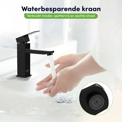 EAVY Wastafelkraan - Badkamer - Zwart - Inclusief Aansluit slangen