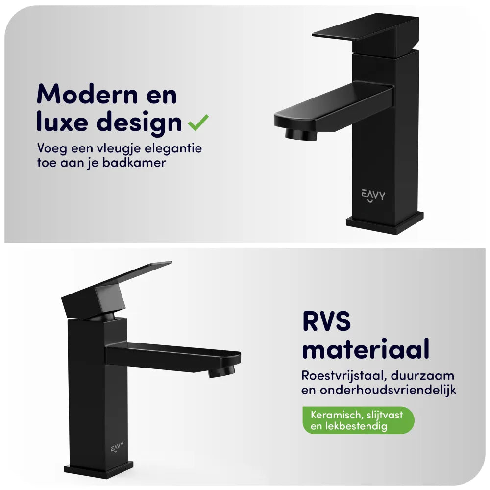 Details EAVY wastafelkraan - zwart RVS