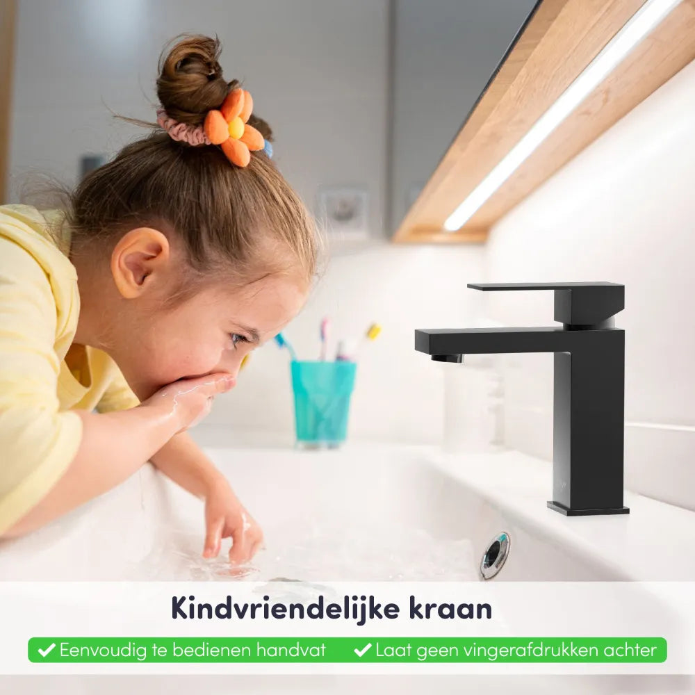 EAVY wastafelkraan kindvriendelijk rvs zwart