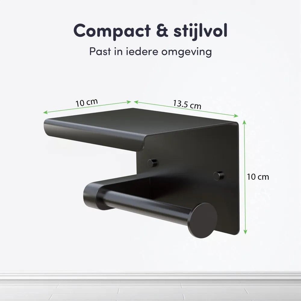 Afmetingen WC rol houder - toiletrolhouder - gunmetal - grijs - EAVY