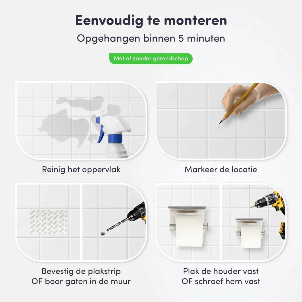 Toiletrolhouder zonder boren
