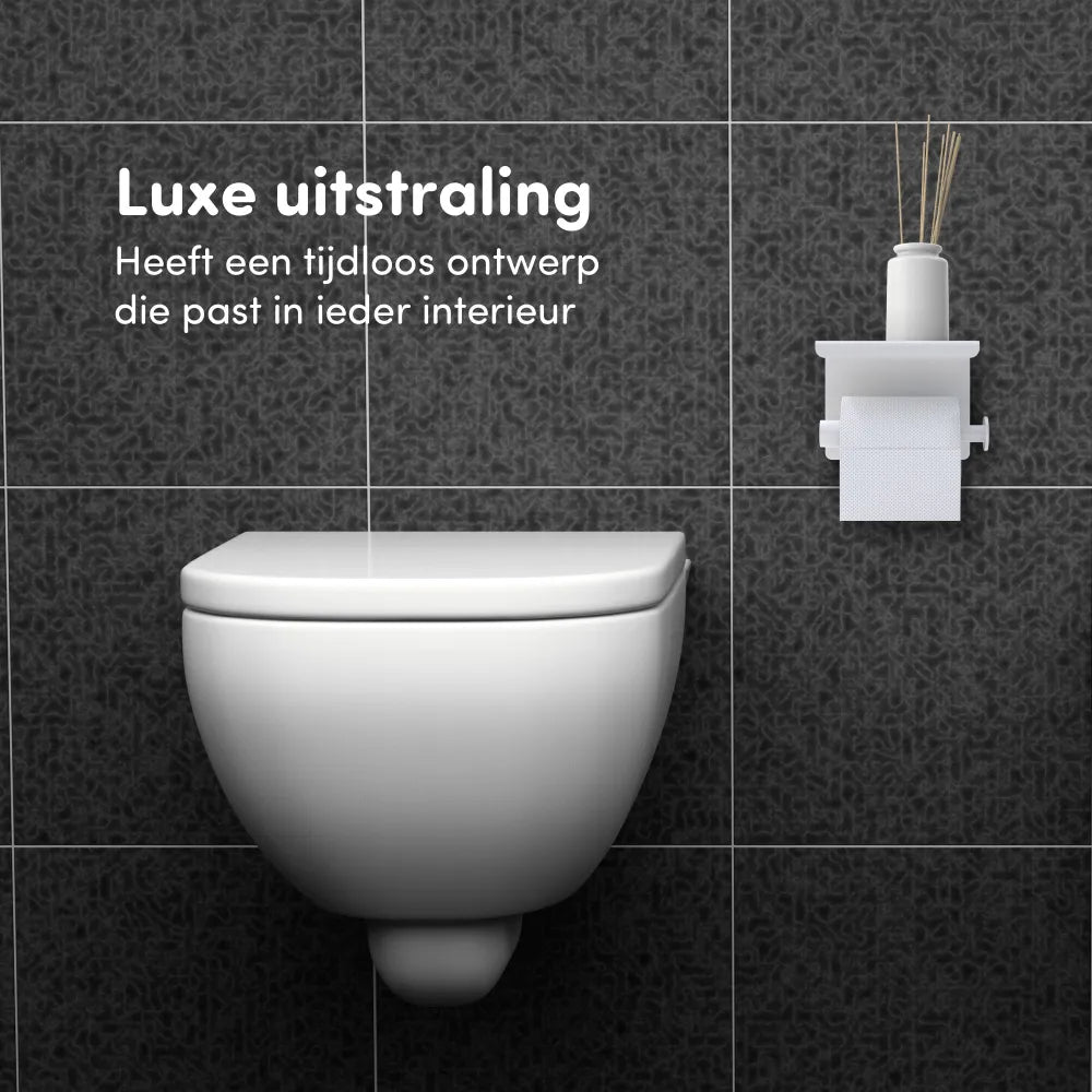 Lifestyle voorbeeld witte toiletrolhouder - wc rol houder wit