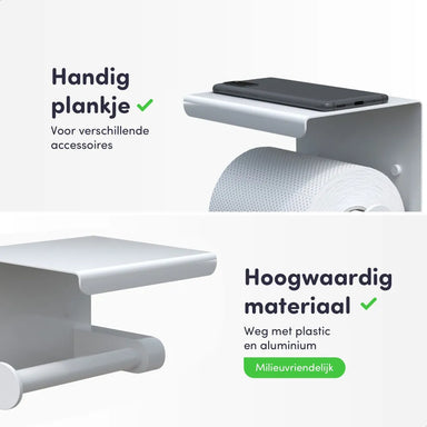Aimadi Toiletpapierhouder, wc-papierhouder, rolhouder, papierrolhouder, wandmontage, wit