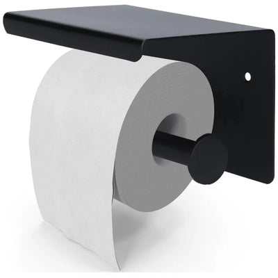 EAVY WC Rolhouder met Plankje - Zelfklevend of Boren - Zwart