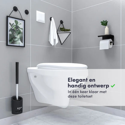 EAVY Toiletborstel met Siliconen Kop - Hygiënisch en Duurzaam - Zwart RVS Houder