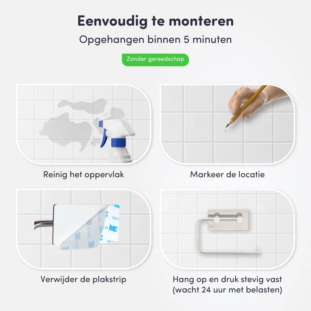 WC rol houder zonder boren