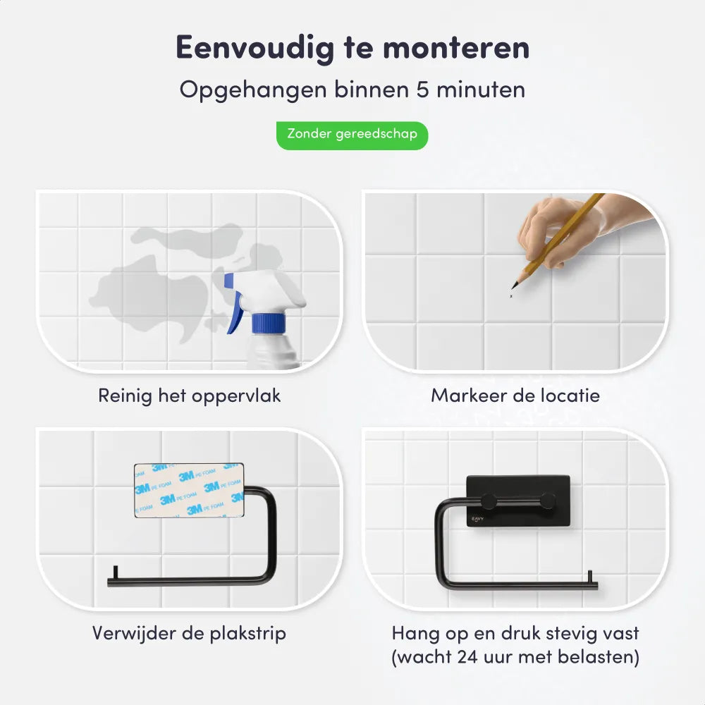zelfklevend wc rol houder rvs
