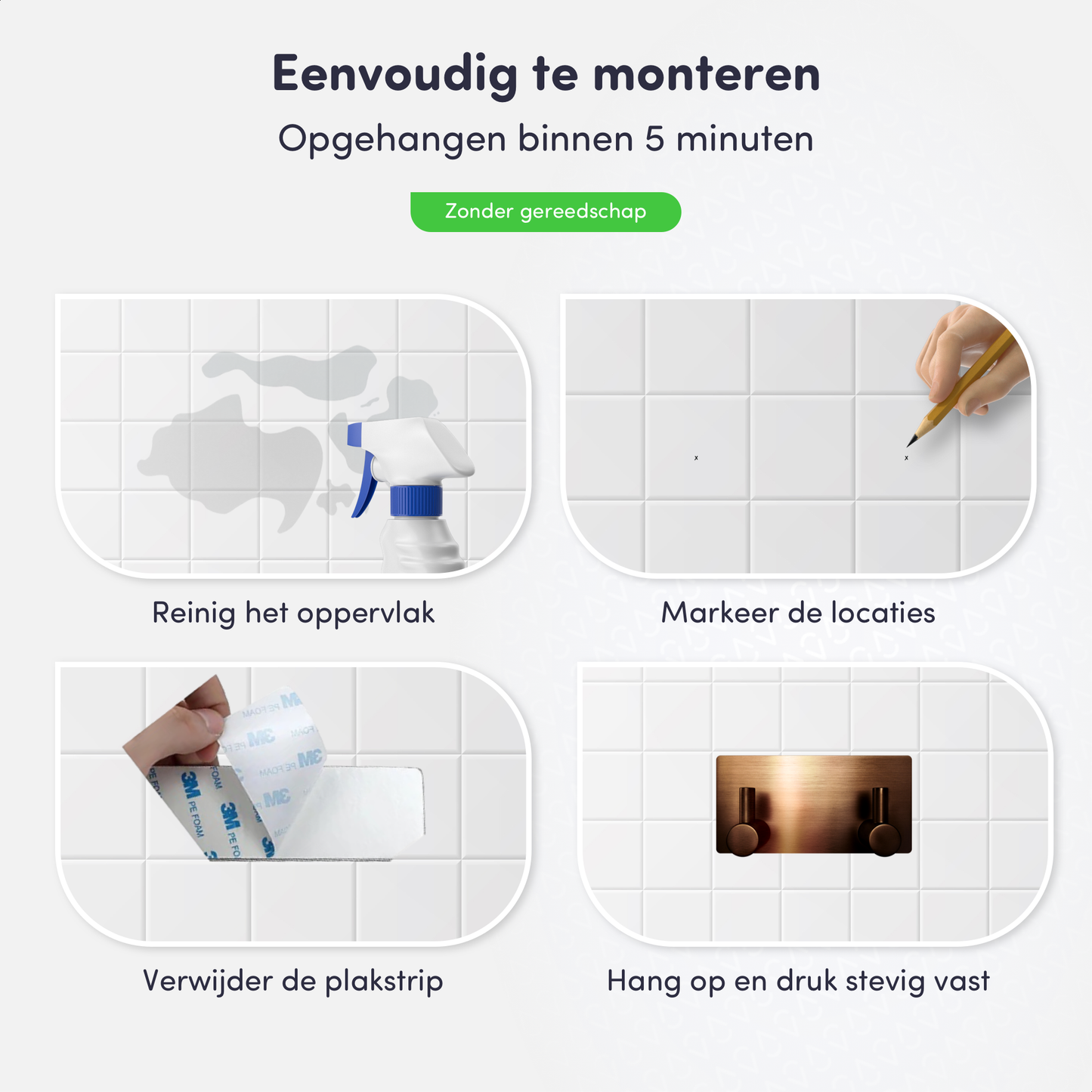 EAVY - Zelfklevende handdoekhaakjes RVS - Geborsteld Koper