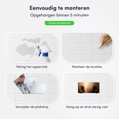 EAVY - Zelfklevende handdoekhaakjes RVS - Geborsteld Koper