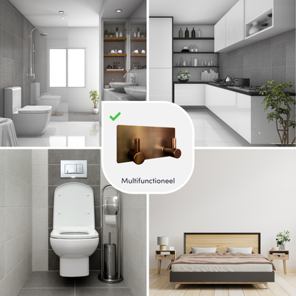 EAVY - Zelfklevende handdoekhaakjes RVS - Geborsteld Koper