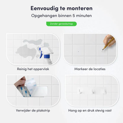 EAVY - Zelfklevende handdoekhaakjes RVS - handdoekhouder - wandhaak - plakhaak - Wit - EAVY.NL