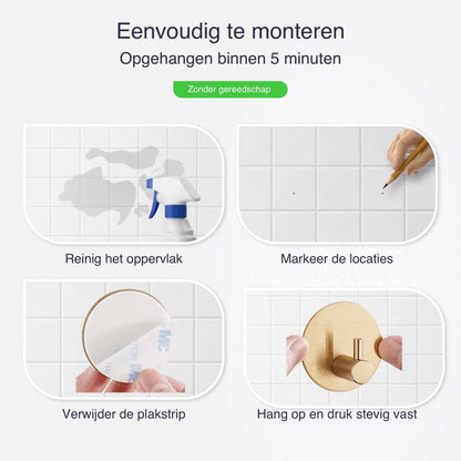 Montage zelfklevend handdoekhaakje goud