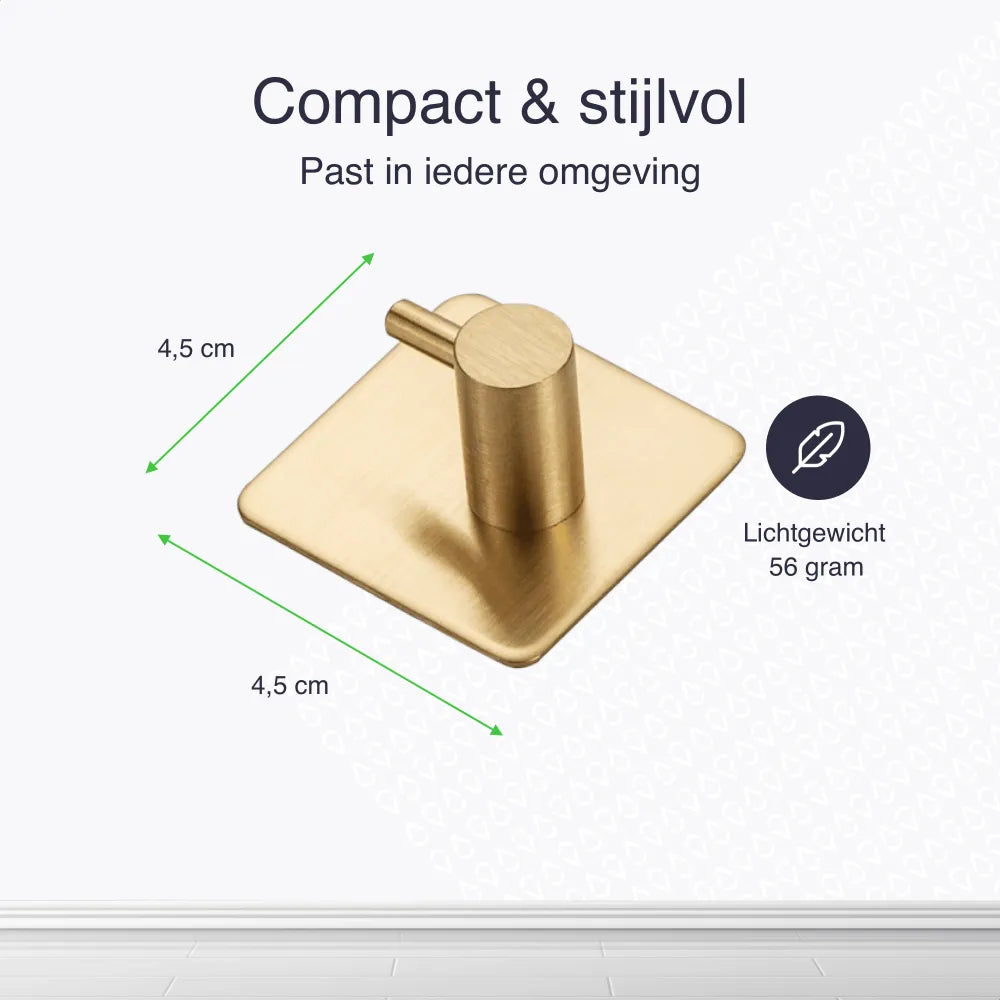 EAVY Zelfklevende Handdoekhaakjes – Set van 2 Handdoekhouders - Goud - RVS - Eavy.nl