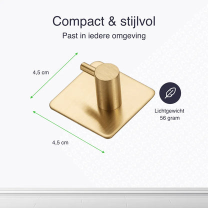 EAVY Zelfklevende Handdoekhaakjes – Set van 2 Handdoekhouders - Goud - RVS - Eavy.nl