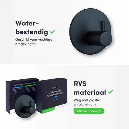 EAVY Zelfklevende Handdoekhaakjes – Set van 4 Handdoekhouders - RVS - EAVY.NL