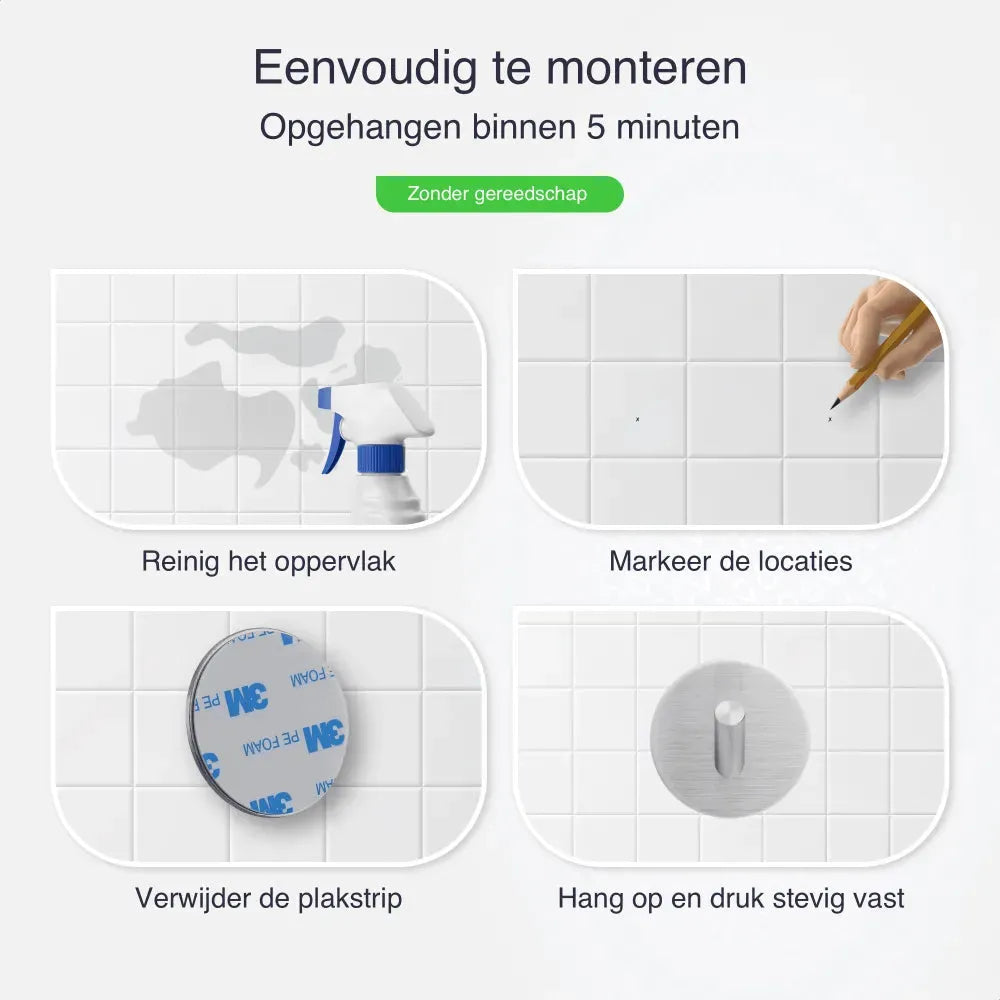 Handdoekhaakjes zonder boren