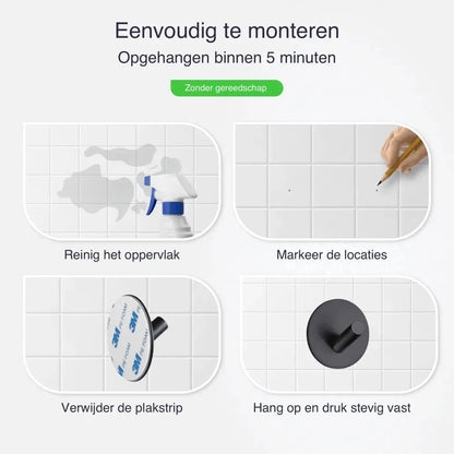 Handdoekhaakjes zonder boren zwart