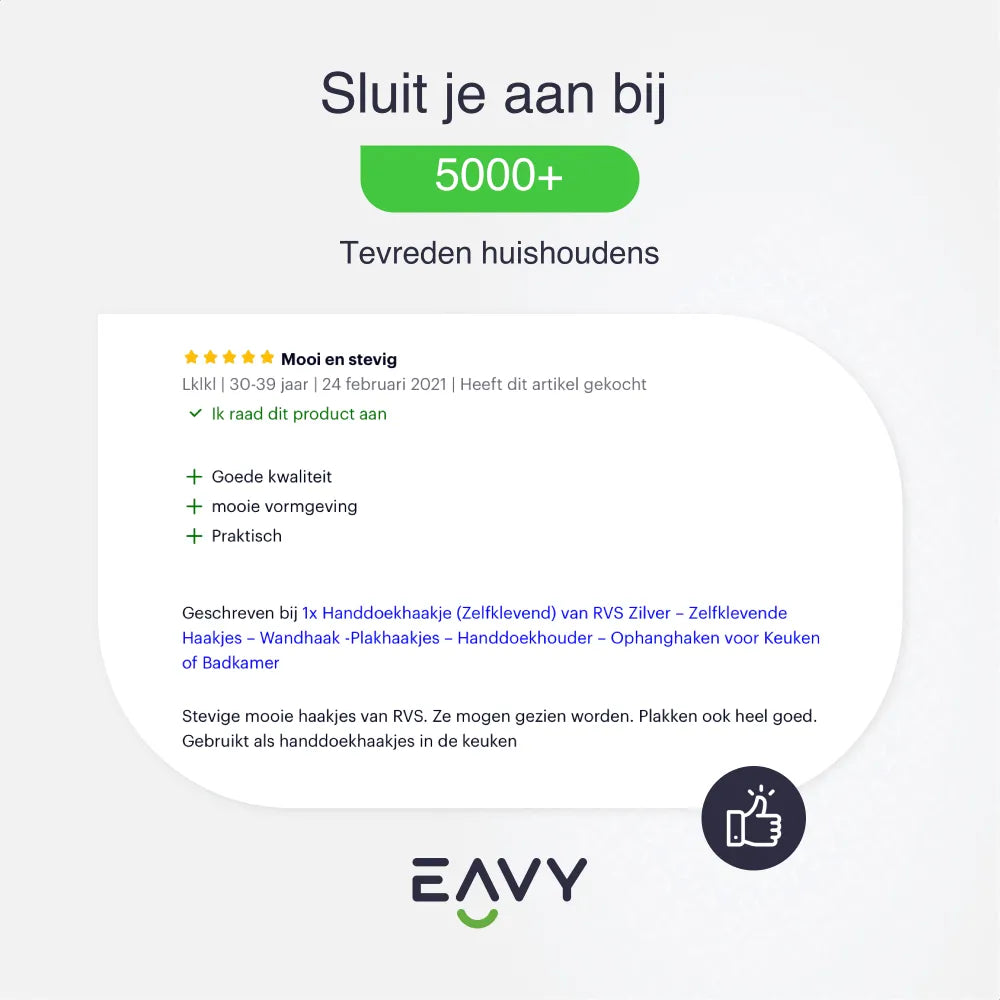 EAVY Zelfklevende Handdoekhaakjes – Set van 4 Handdoekhouders - RVS - Eavy.nl