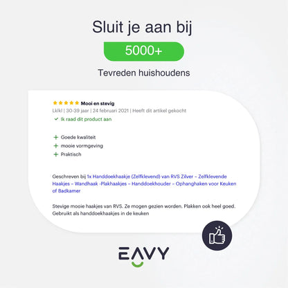 EAVY Zelfklevende Handdoekhaakjes – Set van 4 Handdoekhouders - RVS - Eavy.nl